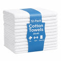 JMR White Bath Towels Bulk Pack of 12 (20x40) - 100% Cotton Lightweight & Quick-Dry Cotton Towels for Hotel, Rental Properties, Gym & Commercial Uses - color: White-12 Pcs, size: 20X40