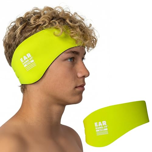 Earvolution Ear Band-It Ultra Swimming Headband for Kids and Adults - Invented by Ear, Nose, and Throat Physician - Custom Anti-Slip Grip Neoprene Maximizes Protection, 13 Color Options, 3 Sizes - color: Yellow