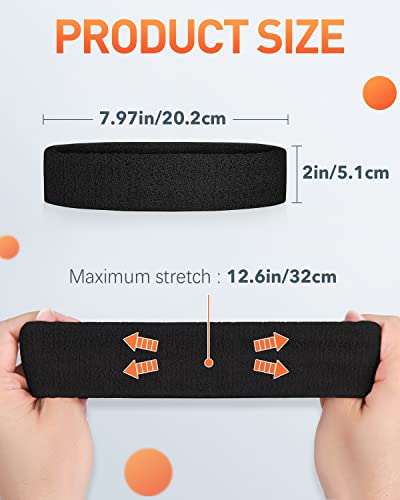 Tanluhu Sweatbands Sport Headbands for Men & Women,Terry Cloth Sweat Band for Tennis, Running, Basketball, Working Out, Exercise- Athletic Sweat Cotton Headband Outdoor - color: Black/White/Black/Gray