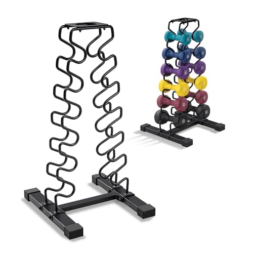Marcy Strength Training Dumbbell Rack, Wire Frame Minimalist Dumbbell Storage - color: Black - 6 Tier