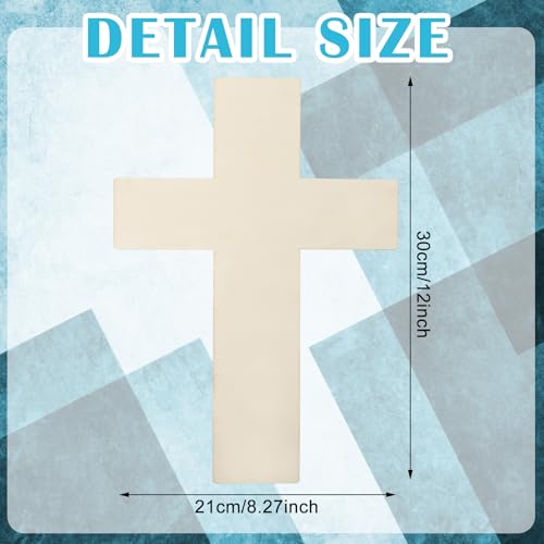 Anglechic 12 Pcs Wooden Cross Craft 12 Inch Wood Crosses for Crafts Unfinished Wood Cutouts for DIY Arts Craft Project Easter Sunday School Church Home Decoration - color: natural color