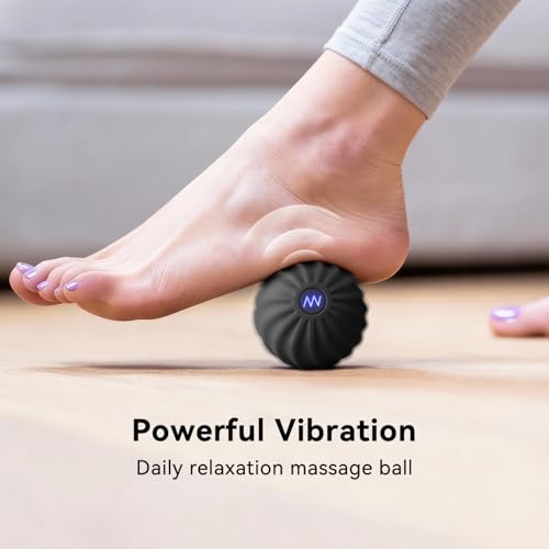 2.4" Mini Electric Vibrating Massage Ball, 10-Speed Fitness Yoga Massage Roller for Palm, Hand, Foot, Leg, Neck, Back, Multi-Directional Massage Ball (Black) - color: Black