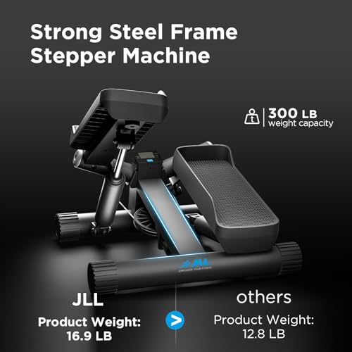 JLL Smart Twist Stepper Machine Stair Stepper with Resistance Bands | Twist Stepping Motion, Hydraulic Resistance, Resistance Bands, Bluetooth Tracking, Adjustable Height, Portable Design