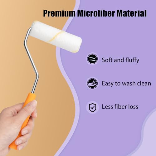 Mister Rui 40 Pieces 4-Inch Paint Roller Covers - 9mm Nap Microfiber Rollers for Walls, Cabinets, Trim, Compatible with All Paints and Stains, Reusable and Easy to Clean