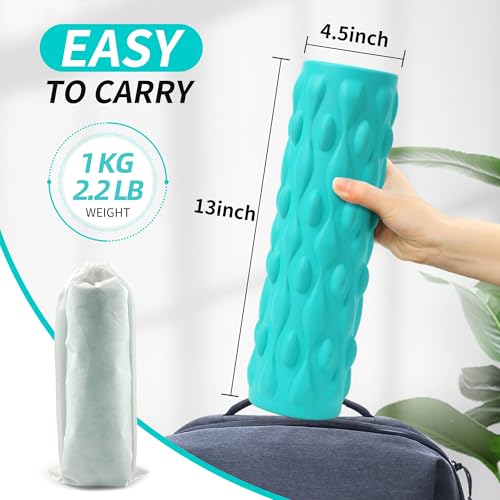 High-Density Vibrating Foam Roller Blue with 4 Customizable Speeds for Deep Tissue Massage, Muscle Recovery and Pain Relief -Rechargeable with Portable Bag - color: Blue