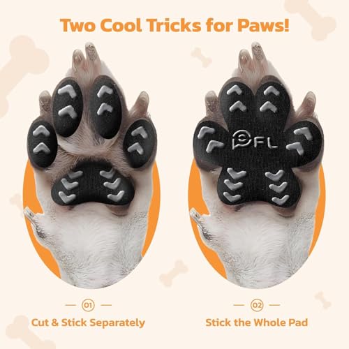 Anti Slip Dog Paw Protector Pads for Senior Dogs, Paw Pads for Dogs Traction, Disposable Self Adhesive Paw Grips for Old Dog on Slippery Hardwood Floor, Black 12 Sets (48pcs) XL(41-60lbs) - size: XL(41-60lbs)
