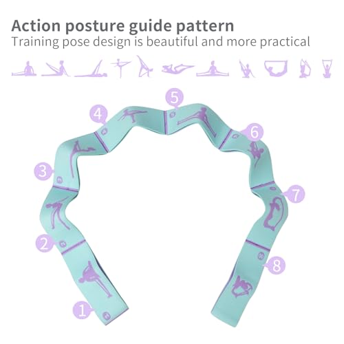 8 Loops Stretching Strap for Kids, Extended Dance Stretch Band Elastic for Ballet & Gymnastics, Children's Resistance Bands for Flexibility Training, Dance Equipment for Girls - color: Blue