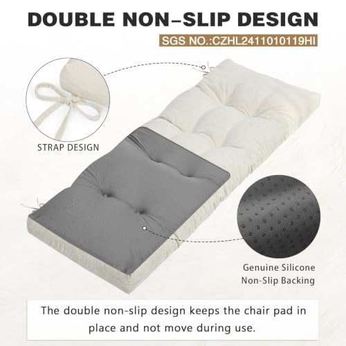 baibu 40 Inch Memory Foam Bench Cushion, Dual-Layer Patent Design Non-Slip Indoor Bench Cushion with Ties, 40x15x3Inch, White - color: White, size: 40x15x3 Inch (Pack of 1)