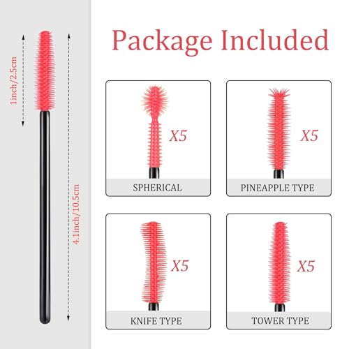 Sewing Machine Cleaning Brushes - 20 PCS Reusable Silicone Dense Bristles Clean Brush for Internal and Spool Area - color: Rose Red