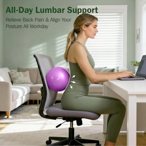 Slim Panda Pilates Ball, 9 Inch Small Exercise Ball, Anti Burst Mini Yoga Ball for Stability, Workout, Barre, Core Strength, Physical Therapy, Balance, Stretching - color: Purple