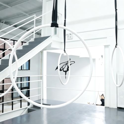 PRIOR FITNESS Aerial Hoop Tape, 5m/16.4ft x 5cm Anti Slip Lyra Hoop Grip Tape, Sweat Absorbent Stretch Textile Pole Dance Tape, No Residue Self Adhesive Hand Protective Tape for Aerial Hoop Ring - color: White