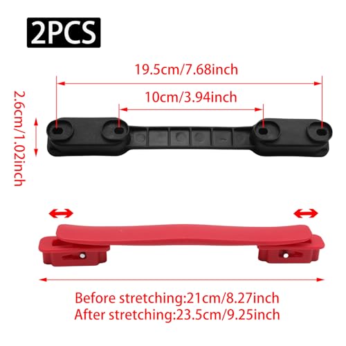 2Pcs Bright Red Plastic Luggage Straps with Screws, Luggage Handle Replacement, Grip Carry Strap for Repair - color: Bright Red