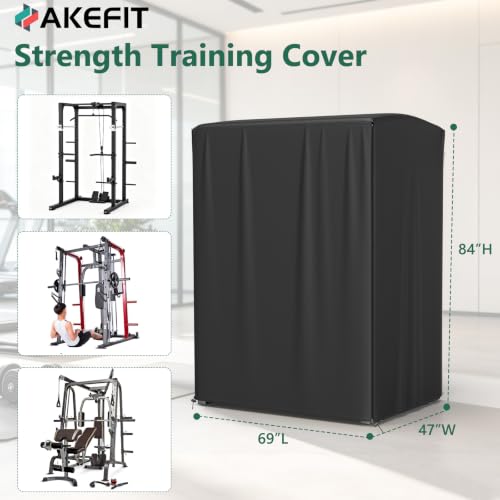 AKEfit Strength Training Cover, Waterproof & Dustproof Gym Rack Cover with Zipper,Fit for Indoor and Outdoor - color: Black, size: 69''Lx47''Wx84''H