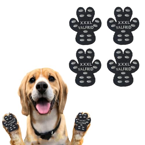 ‌VALFRID Dog Paw Protector Pads,15 Sets-60 Pads Anti-Slip Grips for Hardwood Floors,Best for Hot Pavement,Strong Self-Adhesive Traction Stickers for Senior Dog Essentials Black XXXL - size: XXXL (3.46" x3.1")