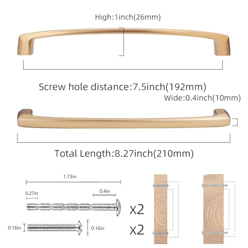 COTYKILEY 10 Pack 7.5 Inch(192mm) Champagne Bronze Cabinet Handles Gold Kitchen Cabinet Pulls Cabinet Door Handles Kitchen Cabinet Hardware - color: Champagne Bronze, size: 7.5" Hole Center（192MM）