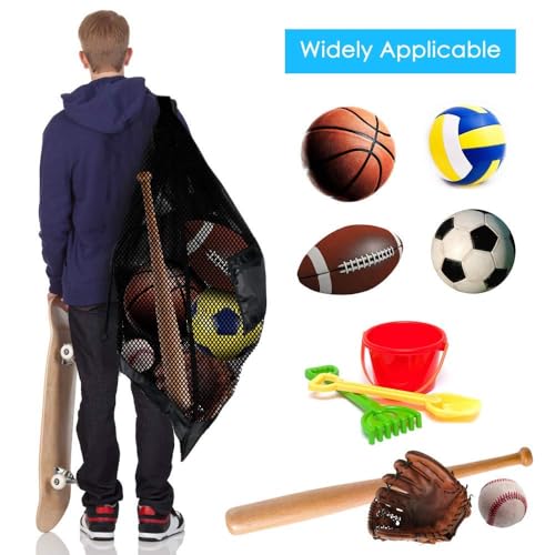 BROTOU Extra Large Mesh Ball Bag, Drawstring Socce Bag for Coach, Use for Basketball, Volleyball, Baseball, Mesh Equipmenbag with Adjustable and Portable Strap - size: 30" x 40"