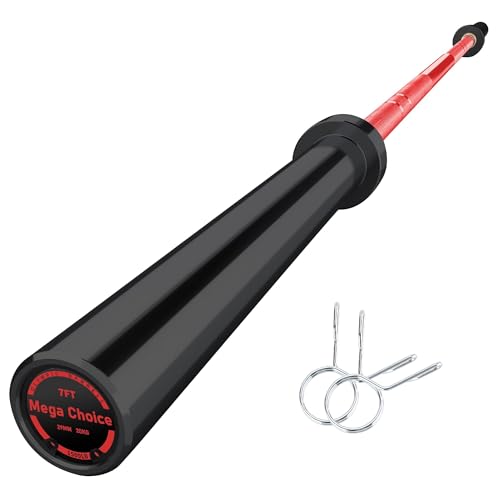 7 ft Barbell Bar - 1500LBS Capacity 2 Inch Weight Bar for Weightlifting/Powerlifting/Strength Training - Heavy Duty & 28 mm Knurled Grip for Squat, Deadlift, Bench Press - color: Red