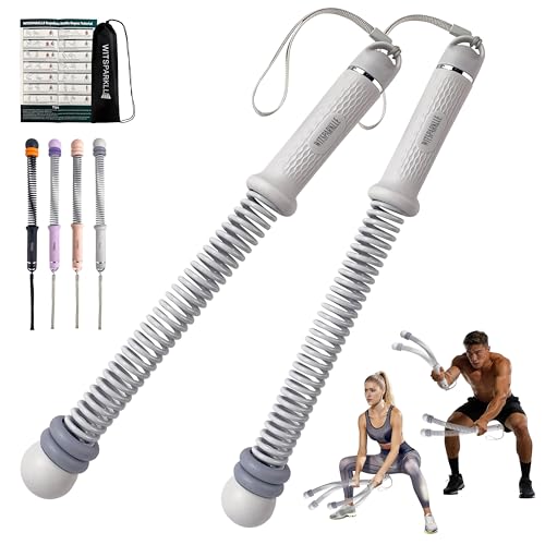Portable Adjustable Ropeless Battle Ropes with Gray | Weighted Cordless Workout Rope with Anti-slip Handles for Low-impact Cardio, HIIT, Home Gym and Office Fitness - color: Gray