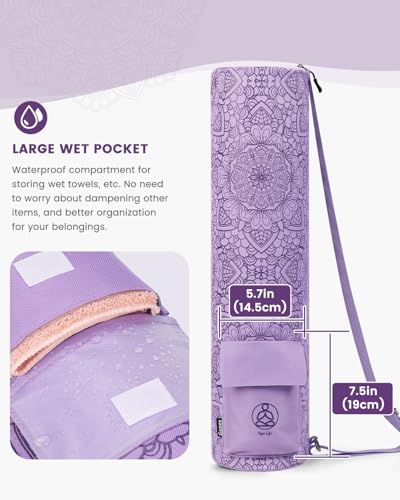 Gonex Yoga Mat Bag with Full-Zip Design, Fits Most Mats | 600D Oxford Fabric, Wet Pocket, Front Zip Pocket, Adjustable Strap, Fits Mats up to 26" - color: Lilac Purple