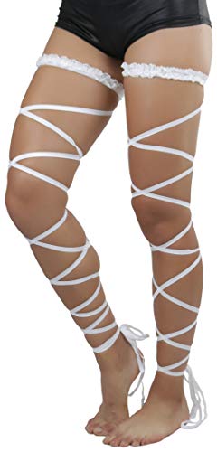 ToBeInStyle Women's Leg Wraps Ravewear Dancewear Elastic Straps Party Garter Music Festivals Costume Accessory Thigh High - color: Garter Wrap - White, size: One Size