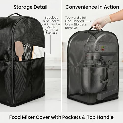 Commercial Food Mixer Cover,For Commercial Mixers 20QT and under,High Density Waterproof and Dustproof Mixer Black Cover（only cover) - size: Suitable for 20-quart