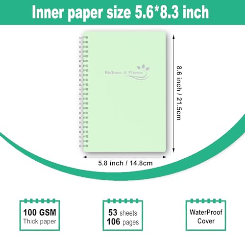 Wellness Planner & Fitness Log - Daily Diet & Health Journal with Weight Loss, Wellness Journal Notebook for Tracking Fitness, Sleep, Nutrition, Meal, Habits, A5(5.8 x 8.6 inch) (Green) - color: Green