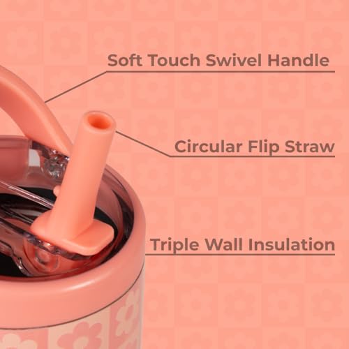 HydroJug Sport 14 oz Insulated Kids Water Bottle with Straw, Daisy Checkers - color: Daisy Checkers, size: 14oz