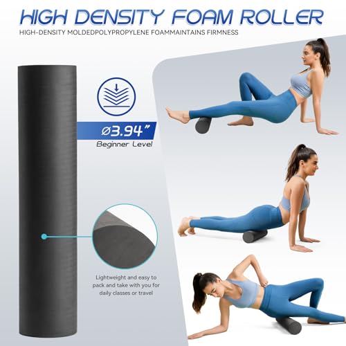 Krightlink 2-in-1 18" Foam Roller Set for Deep Muscle Massage | Foam Roller Back Roller for Fitness Relieves Muscle Pain Myofascial Trigger Point Release Pilates, Yoga (18" Orange) - color: Orange-18"(2 in 1)