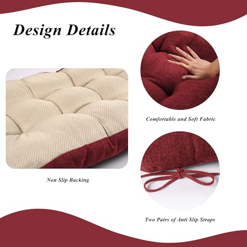Indoor Bench Cushion for Indoor Furniture 48"x19" Red 1 Pc | Thick, Stay in Place, Textured Fabric, for Entryway Window Shoe Storage and Kitchen Bench, Comfort Sitting, Upgrade Decor - color: Red