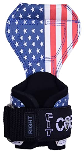 Cobra Grips Weight Lifting Gloves with Adjustable Neoprene Padded Wrist Wraps - Heavy Duty Alternative to Power Lifting Hooks for Deadlifts - color: FIT USA FLAG Leather, size: 4.25 - 7.0"