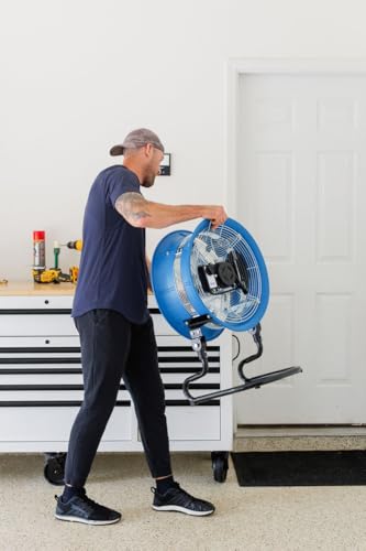 patterson BLUE 20” High Velocity Industrial Air Circulator Fan with 14” Blade, Heavy-Duty 3-Speed Metal Floor Fan for Garage, Workshop, Home Gym, Warehouse, Patio & Commercial Use