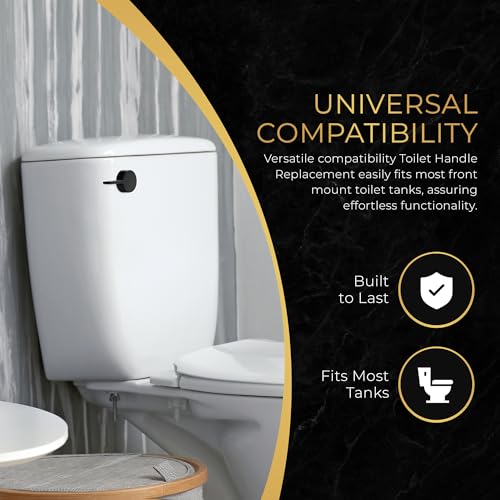 RAVINE Premium Modern Luxury Universal Toilet Handle Replacement, Majestic Collection. Toilet Lever Replacement, Easy Install (Black, Front Mount) - color: Black