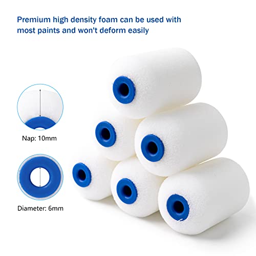 Mister Rui 25 Pack 2 Inch Foam Paint Roller Kit, Complete Set with Mini Rollers, Tray Liners, Sponge Brushes for Furniture Painting, DIY Crafts, Home Touch Ups - size: 2 Inch,25 Pack