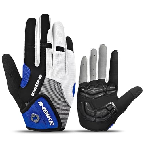 INBIKE Cycling Gloves for Men/Women Bike Gloves with Touchscreen-Padded Anti-Slip Mountain Biking MTB Bicycle Gloves for Cycling/Workout/Gym/Outdoor - color: Blue, size: Large