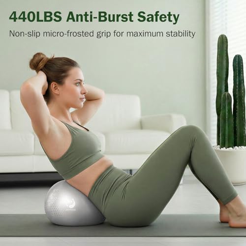 Slim Panda Pilates Ball, 9 Inch Small Exercise Ball, Anti Burst Mini Yoga Ball for Stability, Workout, Barre, Core Strength, Physical Therapy, Balance, Stretching - color: Silver