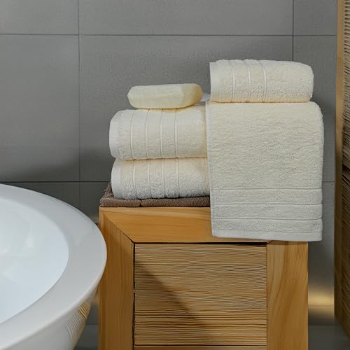 Tens Towels Pack of 8 Towels Set, 2 Extra Large Bath, 2 Hand, 4 Washcloths, 100% Cotton, Lighter Weight, Quicker to Dry, Super Absorbent, Perfect for Bathroom, Cream - color: Cream