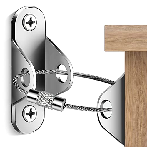 Ougourim Furniture Anchors (10 Packs) Anti Tip Furniture Anchors for Baby Proofing, Furniture Wall Anchor Earthquake Straps for Furniture Dresser Wall Safety Anchor Furniture Fasteners to Wall, Silver - color: Silver