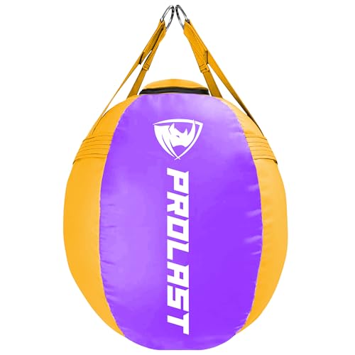 Wrecking Ball Heavy Boxing Punching Bag for Women, Hook and Uppercut, Body Snatcher, MMA, Muay Thai, Strength Training Equipment - color: Purple / Yellow, size: Filled