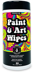 HIPPIE CRAFTER Paint and Art Wipes, 1 Pack (50 Piece) Heavy-Duty Cleaning Wipes for Paint, Epoxy, Glue, Latex & Acrylic Stains, Safe for Hands, Brushes, Plastic, Metal, Wood & Floors
