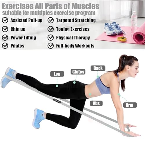 Long Resistance Bands for Working Out Women, Fabric Resistance Band, Stretch Bands for Exercise Bands Resistance Bands Set for Physical Therapy, Elastic Bands for Exercise - color: Grey/Dark Grey/Black
