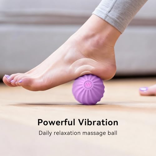 2.4" Mini Electric Vibrating Massage Ball, 10-Speed Fitness Yoga Massage Roller for Palm, Hand, Foot, Leg, Neck, Back, Multi-Directional Massage Ball (Lavender) - color: Lavender