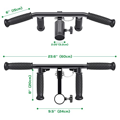 SELEWARE V Bar & T Bar Landmine Handle Attachment for 2" Barbell Bar, Solid Multi-Grip Landmine Handle T Row Attachment with Non-Slip Rubber Handle, Fits 2" Olympic Bars Strength Training Bars - color: Adjustable T Bar W/ Flat Rubber Handle