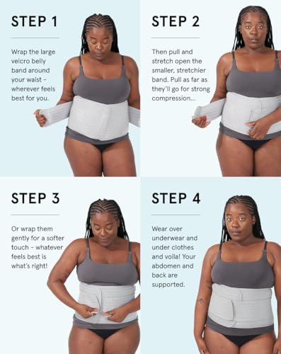 Bodily Postpartum Belly Band & Abdominal Binder for C-Section Recovery – Adjustable Compression Belly Wrap for Post Surgery Abdominal Support – Postpartum Belly Binder, Stomach Wrap, One Size