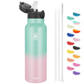 Han's Bottle Sports Water Bottle - 24 Oz, Straw Lid, Leak Proof, Vacuum Insulated Stainless Steel, Double Walled, Thermo Mug,Bubble Gum - color: Bubble Gum, size: 24 Ounces