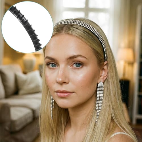 Larrel 10 Pcs Self-Adhesive Teeth Headband, 5MM Wide DIY Silicone Headband Teeth Strips, Anti-Slip Headbands with Teethes for Women Girls Hair Accessories DIY Craft