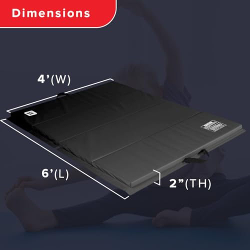 We Sell Mats - 4 ft x 6 ft x 2 - Personal Fitness & Exercise Mat for Home Workout - Lightweight and Folds for Carrying – All Purpose Gym Mat – Thick Mat for Yoga, Pilates, Stretches, Floor Exercises - color: Black