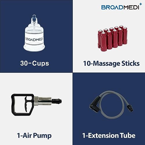 Premium Cupping Therapy 30 Cups Set, Including Pump Handle, Extension Tube, Massage Sticks, Made in Korea - size: 30 Cups