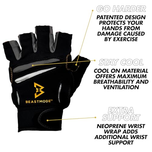 Bionic Men's Beastmode Half Finger Gym Workout Gloves - size: Small