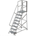 Tri-Arc RWSR108246-XR 8-Step Gateway Rear-Exit Steel Rolling Ladder with 30" Deep Top Platform, Perforated Tread with Handrails, 24" Wide Steps, Gray - size: 8-Step, style: Perforated Tread