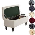 ANWUCHEN Ottoman Cover Rectangle, Stretch Storage Ottoman Covers with Elastic Bands Ties, White Medium - color: White, size: 35"D x 16"W x 15"H